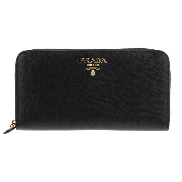 Prada Fastener Long Wallet Saffiano Black AB - Picture 1 of 6